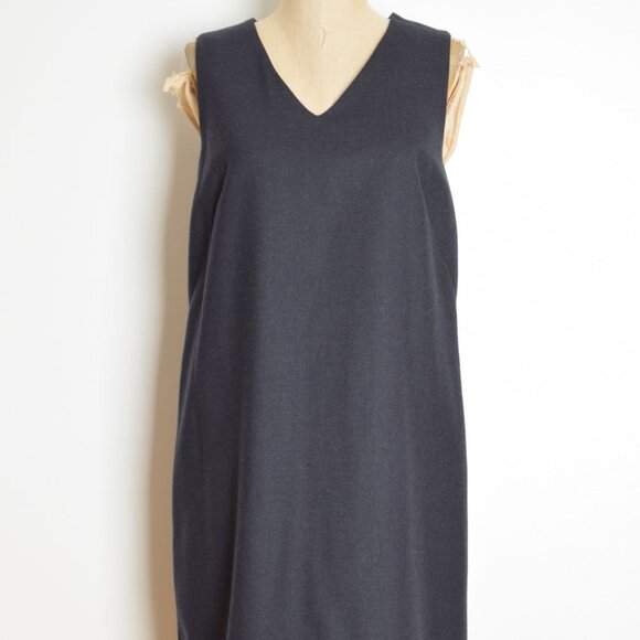 vintage 90s dress PENDLETON wool navy blue simple sheath normcore midi M L - Picture 2 of 7